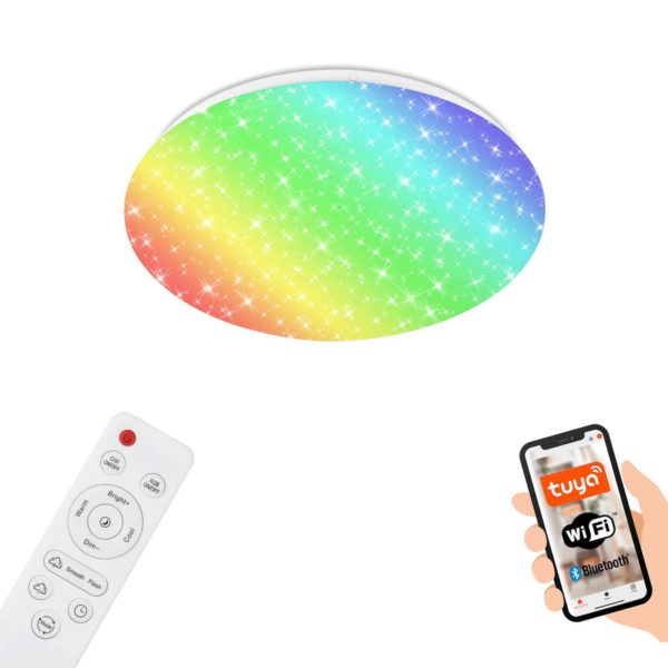 Briloner Plafonnier LED Barny S, dimmable, CCT, RVB Briloner