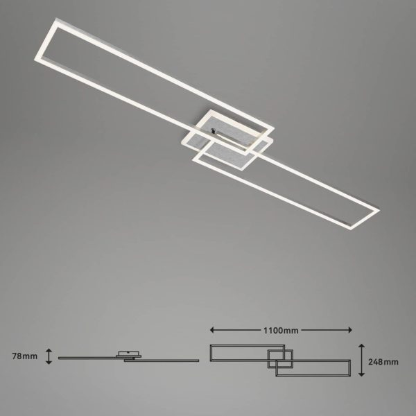 Briloner Plafonnier LED Frame S CCT 110×24,8 cm aluminium Briloner
