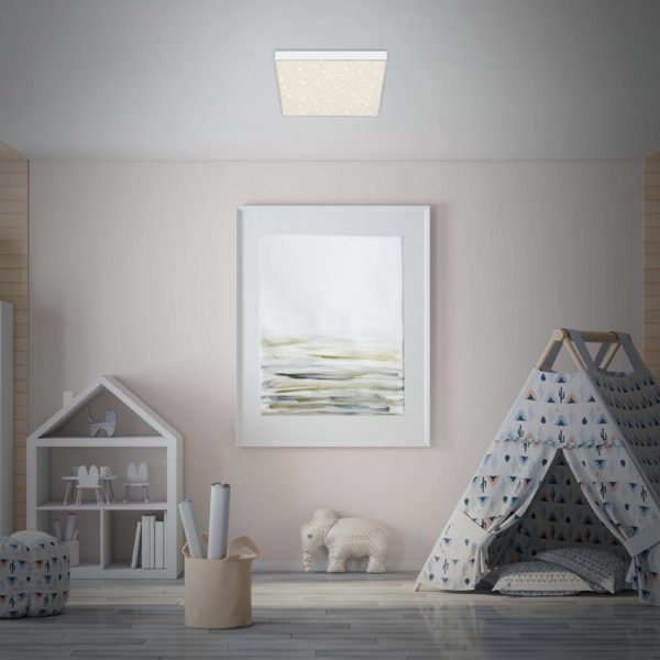 Briloner Plafonnier LED Flame Star 840 28,7×28,7 cm blanc Briloner