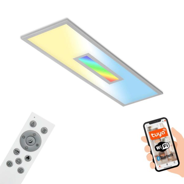 Briloner Plafonnier LED Centro S CCT RVB Tuya 100×25 cm Briloner