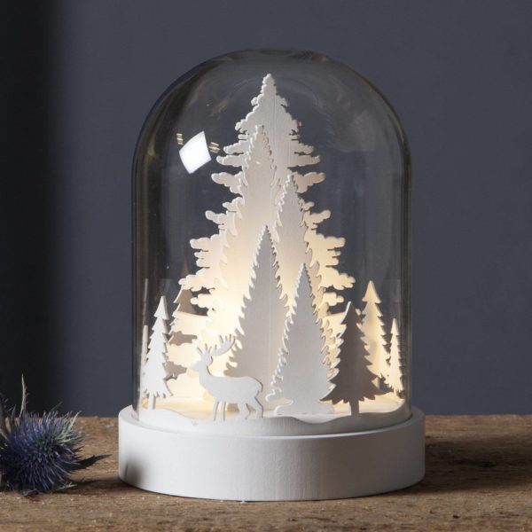 STAR TRADING Lampe décorative LED Kupol scène de forêt, blanche STAR TRADING
