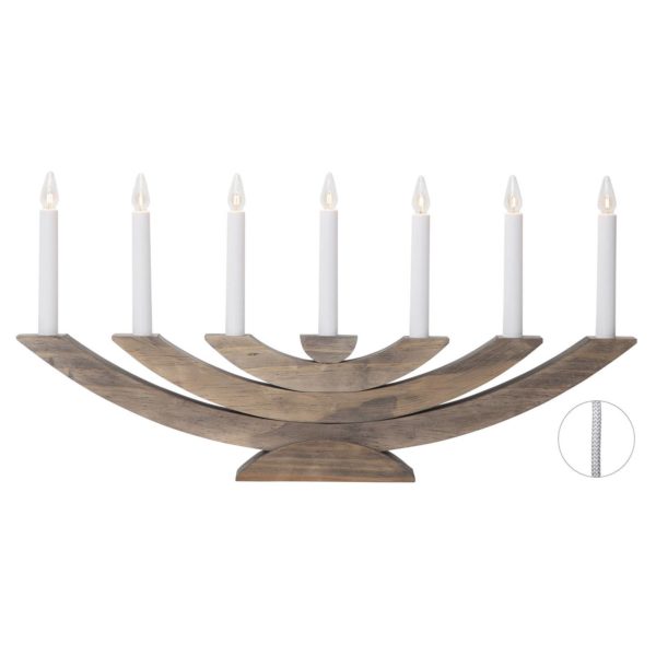 STAR TRADING Lampe déco fenêtre Navida, bois, 7 lampes, brune STAR TRADING