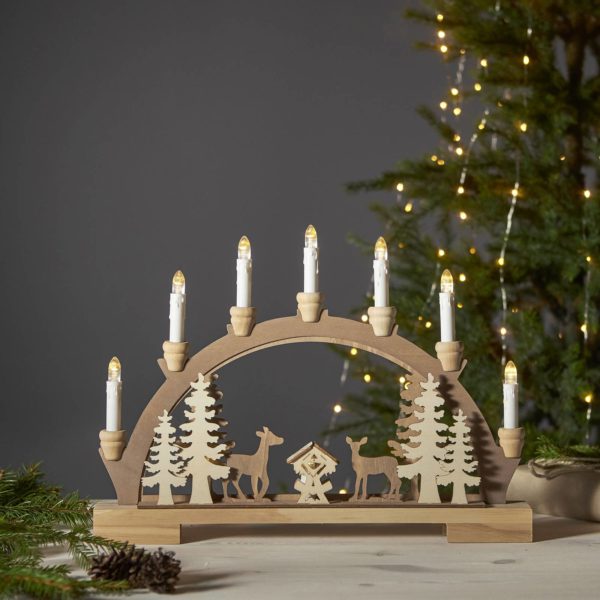 STAR TRADING Arc lumineux LED Fauna, bois clair et foncé STAR TRADING