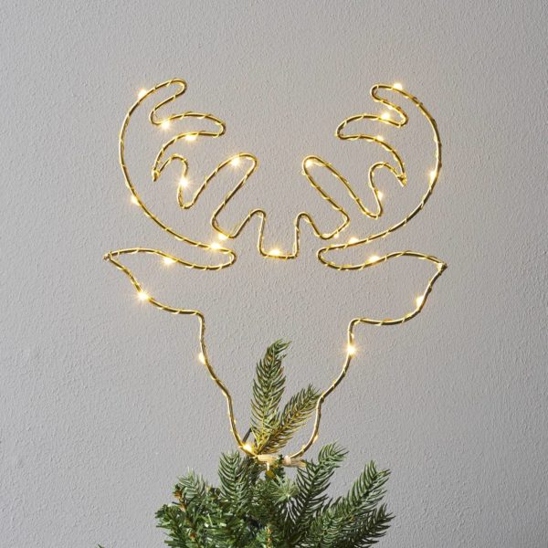 STAR TRADING Pointe de sapin LED Topsy tête de cerf, batterie STAR TRADING