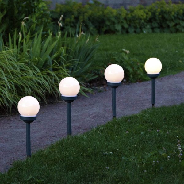 STAR TRADING Potelet solaire LED Globus en lot de 4 STAR TRADING