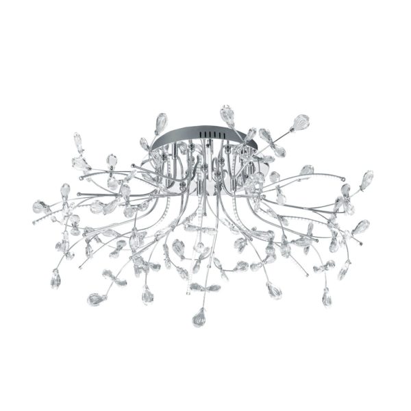 HELL Plafonnier Crystal, chromé, 77 cm HELL