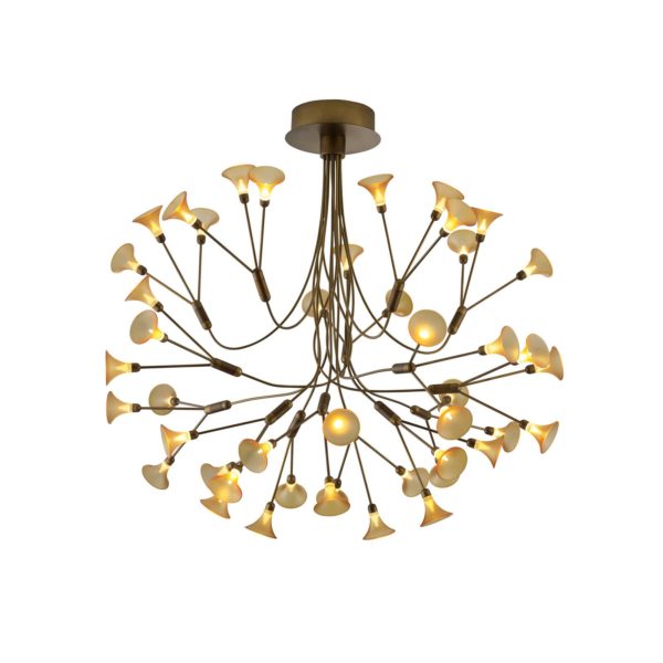 HELL Suspension LED Fleur, laiton ancien HELL