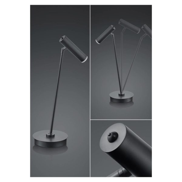 HELL Lampe de table LED Tom, dimmable, noire HELL