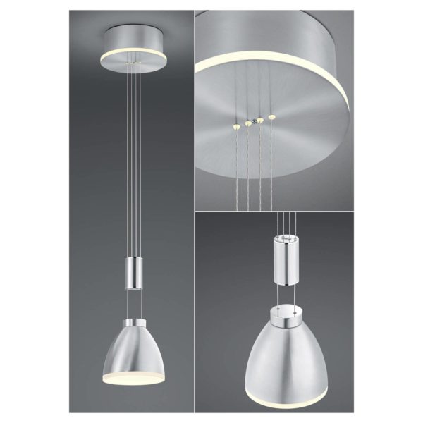 HELL Suspension LED Leni, à 1 lampe, nickel mat HELL
