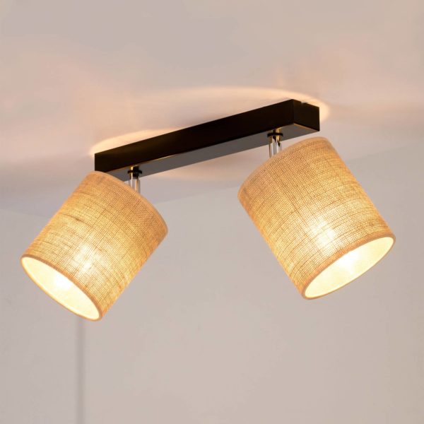 BRITOP Plafonnier Jute avec abat-jour textile, à 2 lampes BRITOP