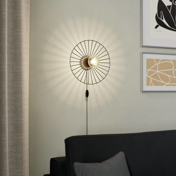 Envostar Yahel applique murale, chêne/noir, Ø 35cm Envostar
