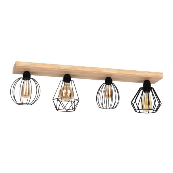Envostar Various plafonnier 4 lampes, pin naturel Envostar