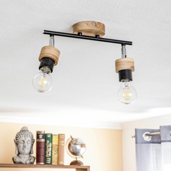 Envostar Merlo plafonnier chêne huilé, 2 lampes Envostar