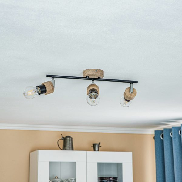 Envostar Merlo plafonnier chêne huilé, 3 lampes Envostar
