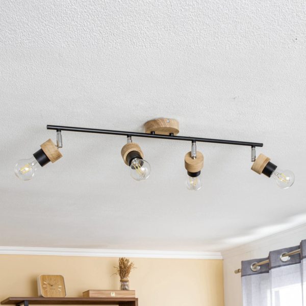 Envostar Merlo plafonnier chêne huilé, 4 lampes Envostar