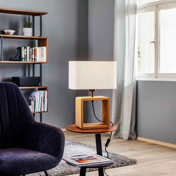 BRITOP Lampe à poser Canvas, chêne huilé BRITOP