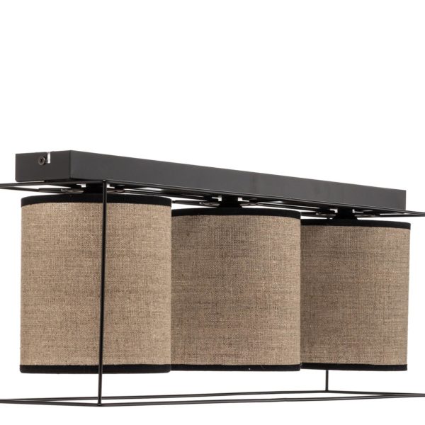 BRITOP Plafonnier Tubo, abat-jour tissu, beige, 3 lampes BRITOP