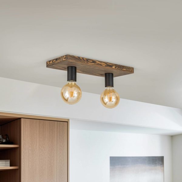 Envostar Lobo plafonnier à 2 lampes pin noyer Envostar