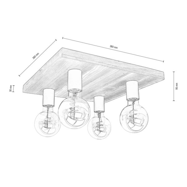 Envostar Lobo plafonnier à 4 lampes pin noyer Envostar