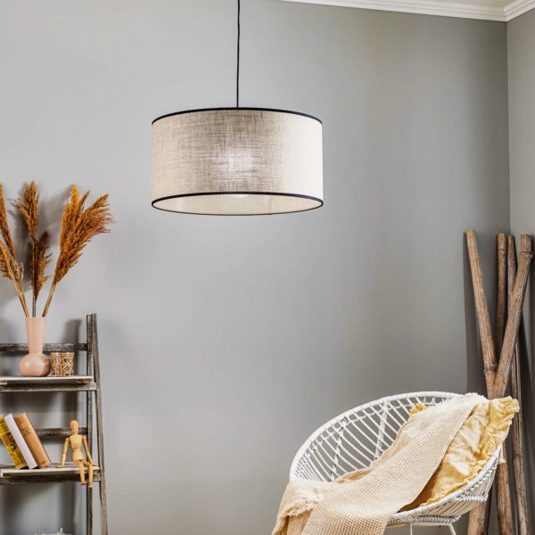 BRITOP Suspension Tubo, noyer, noir/beige, à 1 lampe BRITOP