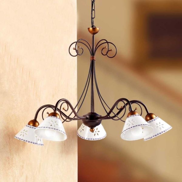 Ceramiche Suspension romantique LIBERTY 5 lampes Ceramiche