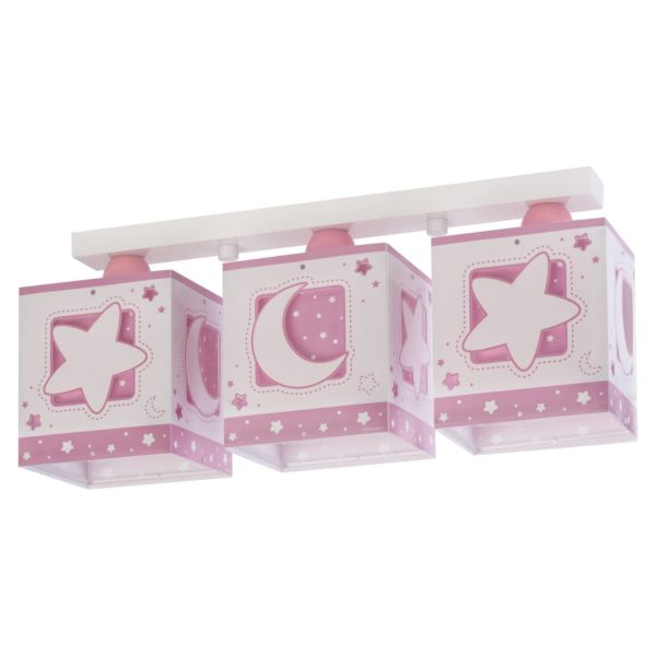 Dalber Plafonnier pour enfants Moonlight, 3 lampes, rose Dalber