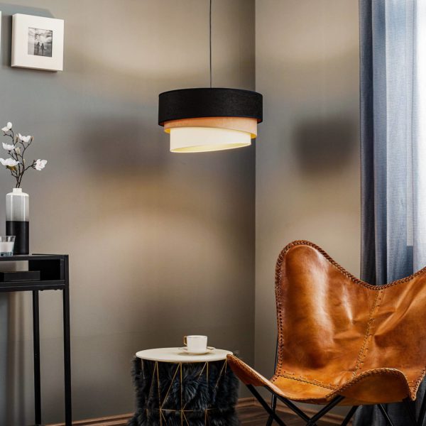 Duolla Suspension Devon, noire/beige/écrue/dorée Ø45 cm Duolla