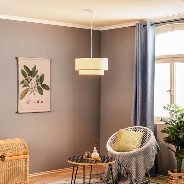 Duolla Suspension Boho, double abat-jour, beige Duolla