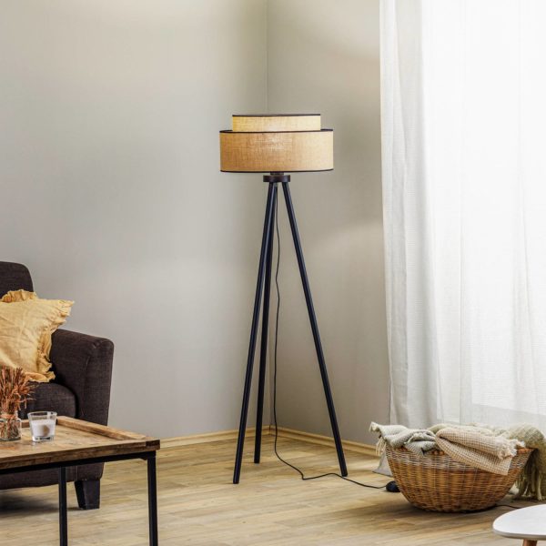 Duolla Lampadaire Boho jute & black, hauteur 145cm Duolla