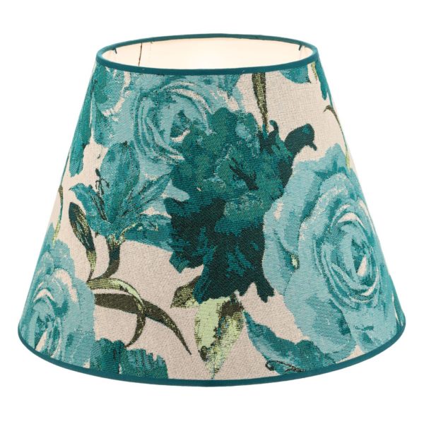 Duolla Abat-jour Sofia hauteur 26 cm, turquoise fleuri Duolla