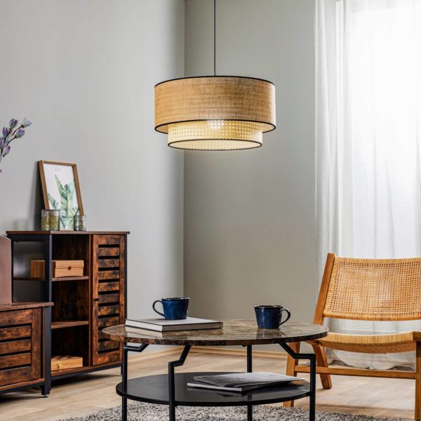 Duolla Suspension Boho, rotin, tissu, beige/noire Duolla