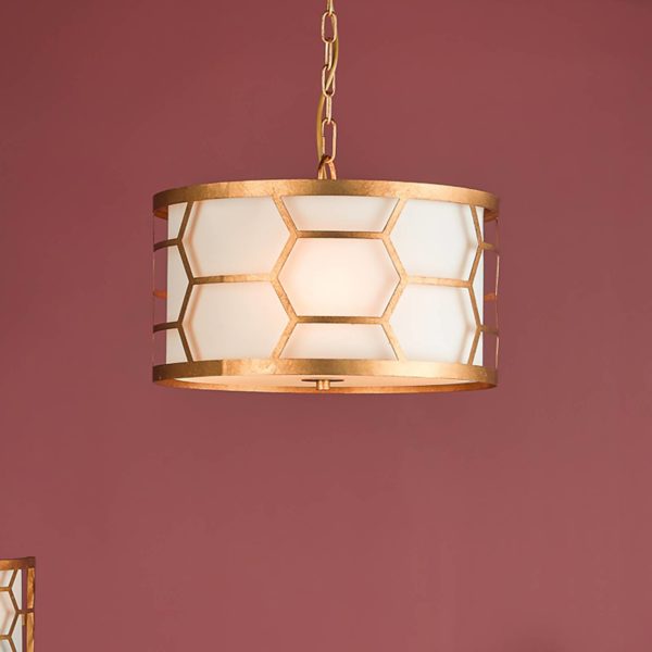 där lighting Suspension Epstein dorée ivoire, Ø 40cm där lighting