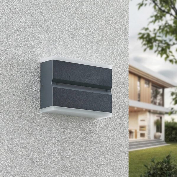 Prios Itarion applique d’extérieur LED, abat-jour blanc opale PRIOS