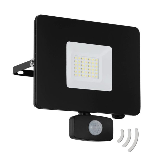 EGLO Spot d’extérieur LED Faedo 3 capteur, noir, 30 W EGLO