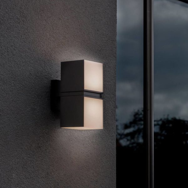 LUTEC Applique LED Cuba, 2 lampes, noire, 3 000 K Lutec