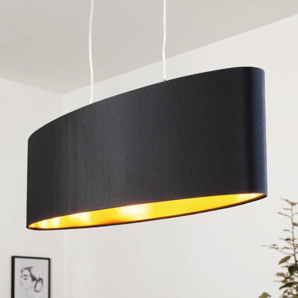 EGLO Suspension textile noire-dorée Lecio EGLO