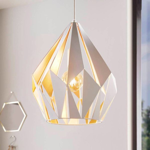 EGLO Suspension Carlton, blanche-dorée, Ø 31 cm EGLO