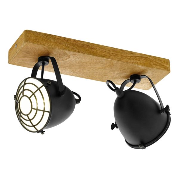EGLO Spot pour plafond Gatebeck bois et métal, 2 lampes EGLO