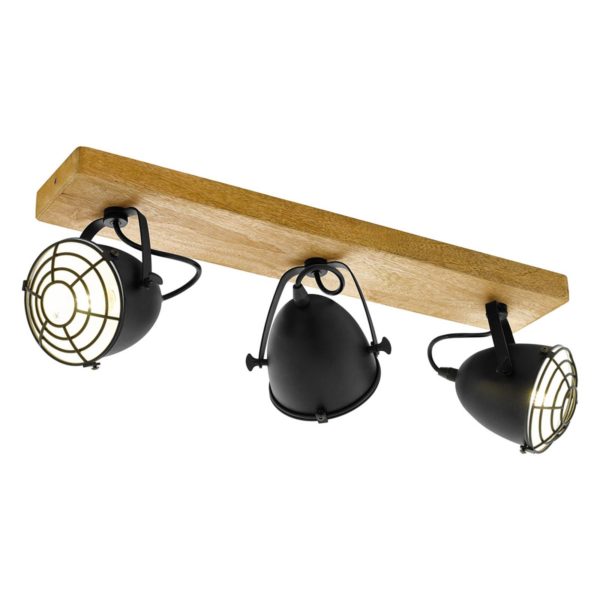 EGLO Spot pour plafond Gatebeck bois et métal, 3 lampes EGLO