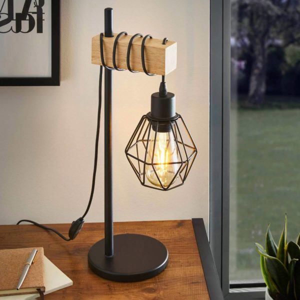 EGLO Lampe à poser Townshend 5 avec abat-jour cage EGLO