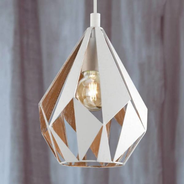 EGLO Suspension Carlton 1 blanche-dorée, Ø 20,5 cm EGLO