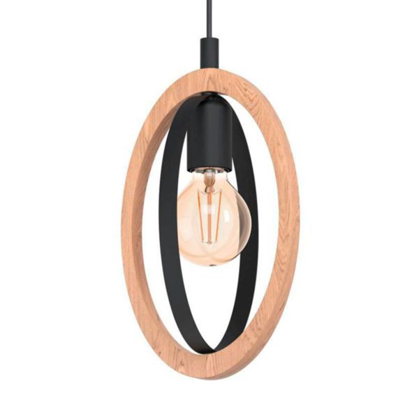 EGLO Suspension Basildon en bois/acier, à 1 lampe EGLO