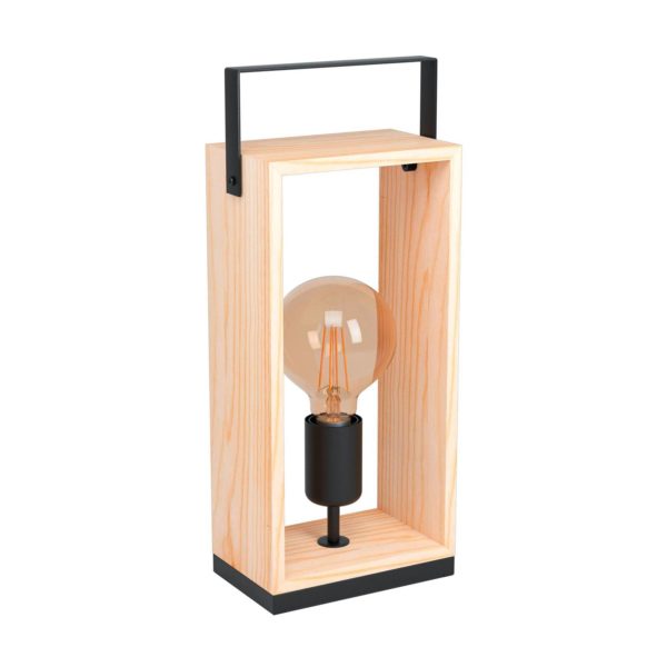 EGLO Lampe à poser Famborough à cadre en bois clair EGLO