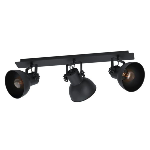 EGLO Spot pour plafond Barnstaple noir, à trois lampes EGLO