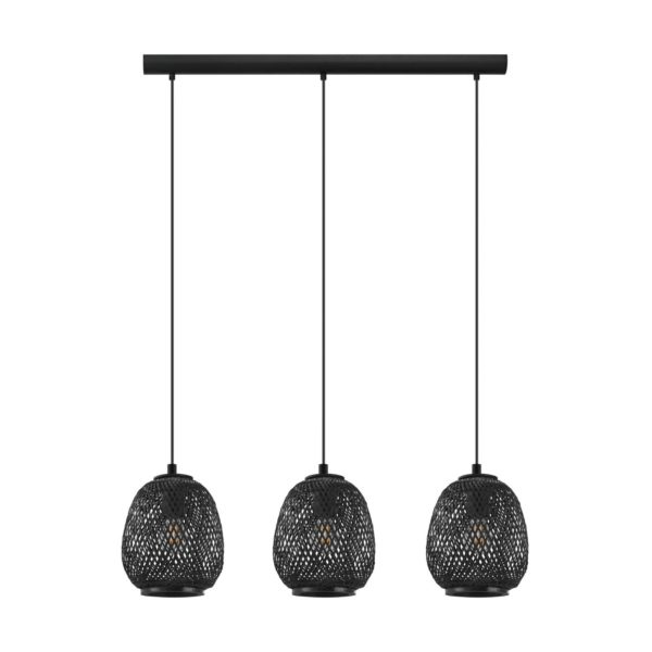 EGLO Suspension Dembleby à 3 lampes, noire EGLO