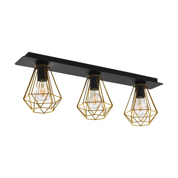 EGLO Plafonnier Tarbes à 3 lampes, allongé EGLO
