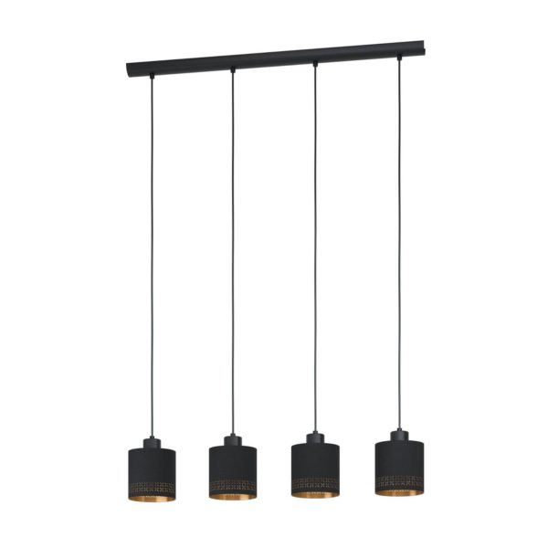 EGLO Suspension Esteperra, noire/dorée à 4 lampes EGLO