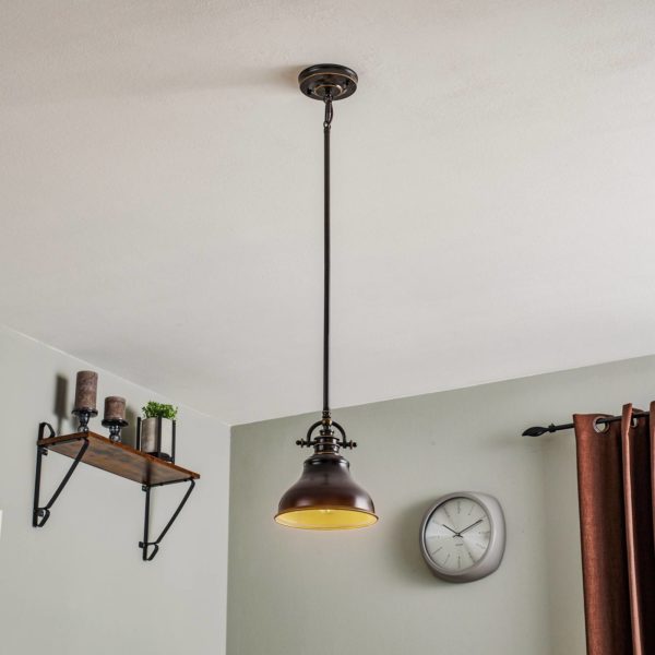 QUOIZEL Suspension Emery style industriel bronze Ø 20,3 cm QUOIZEL