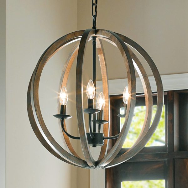 FEISS Suspension Allier à quatre lampes en bois 52,1 cm FEISS