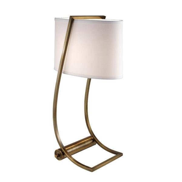 FEISS Avec port USB – lampe à poser textile Lex laiton FEISS